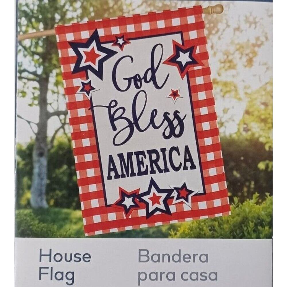 House Flag Yard Garden Banner Patriotic God Bless America 28" x 44"